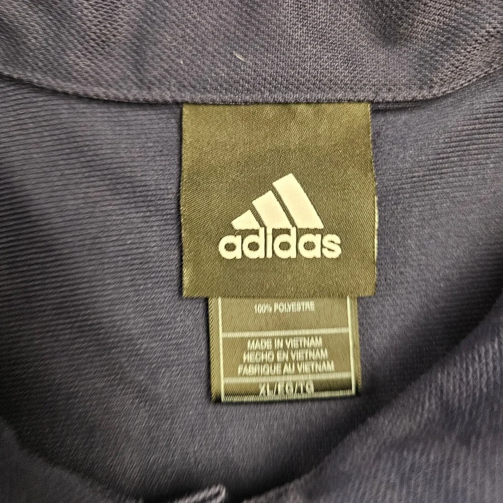Adidas Mens XL Navy Blue Short Sleeve Performance Polo Shirt Logo 3-Stripe GOLF